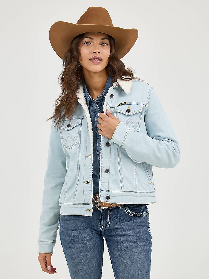 Wrangler Light Blue Sherpa Collar Denim Jacket Xxl